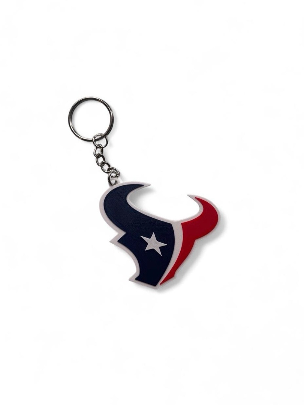 NFL-Inspired Bull Logo Keychain - Red & Blue